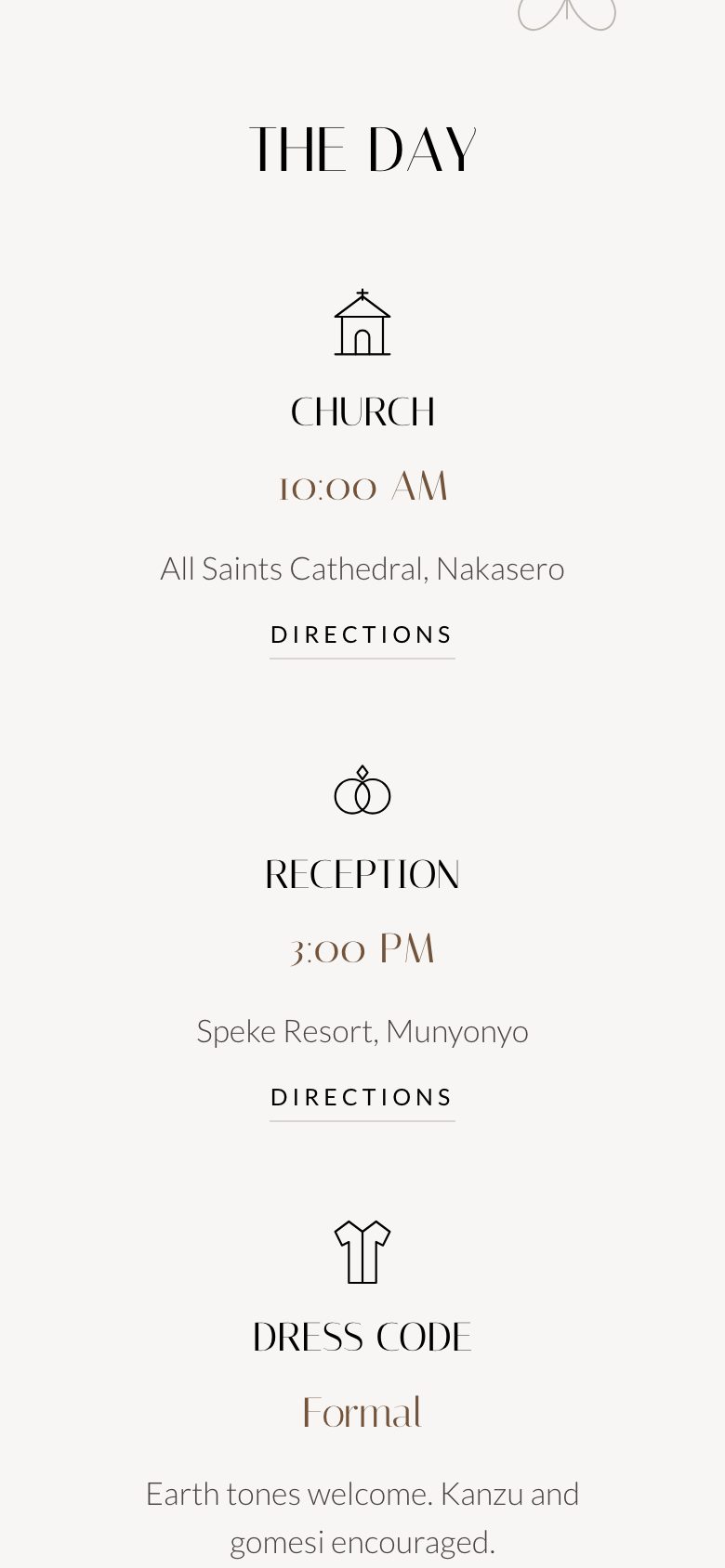 Times, venues and directions